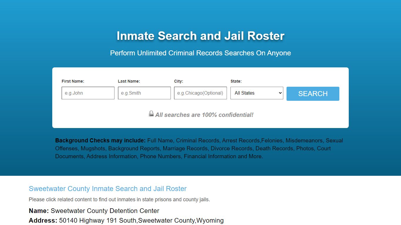 Sweetwater County Inmate Search and Jail Roster