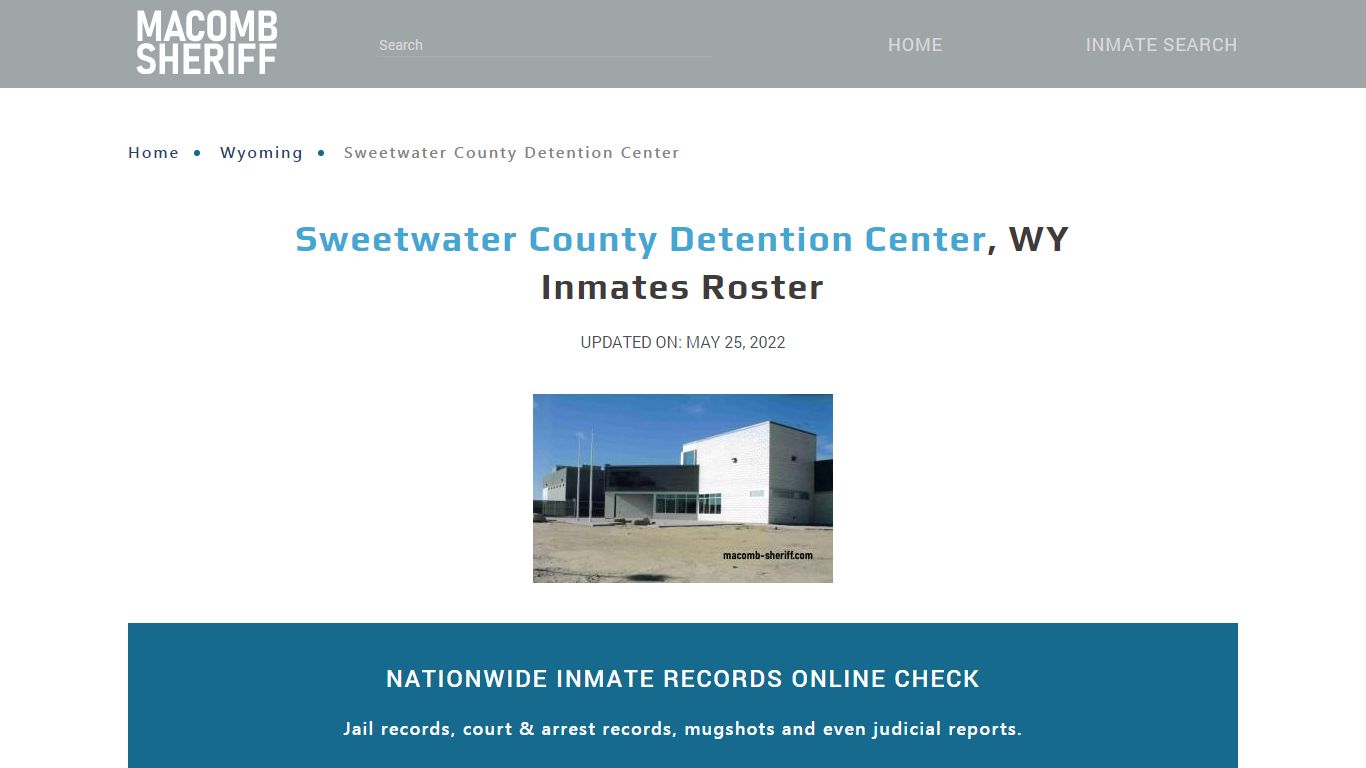 Sweetwater County Detention Center, WY Jail Roster, Name Search